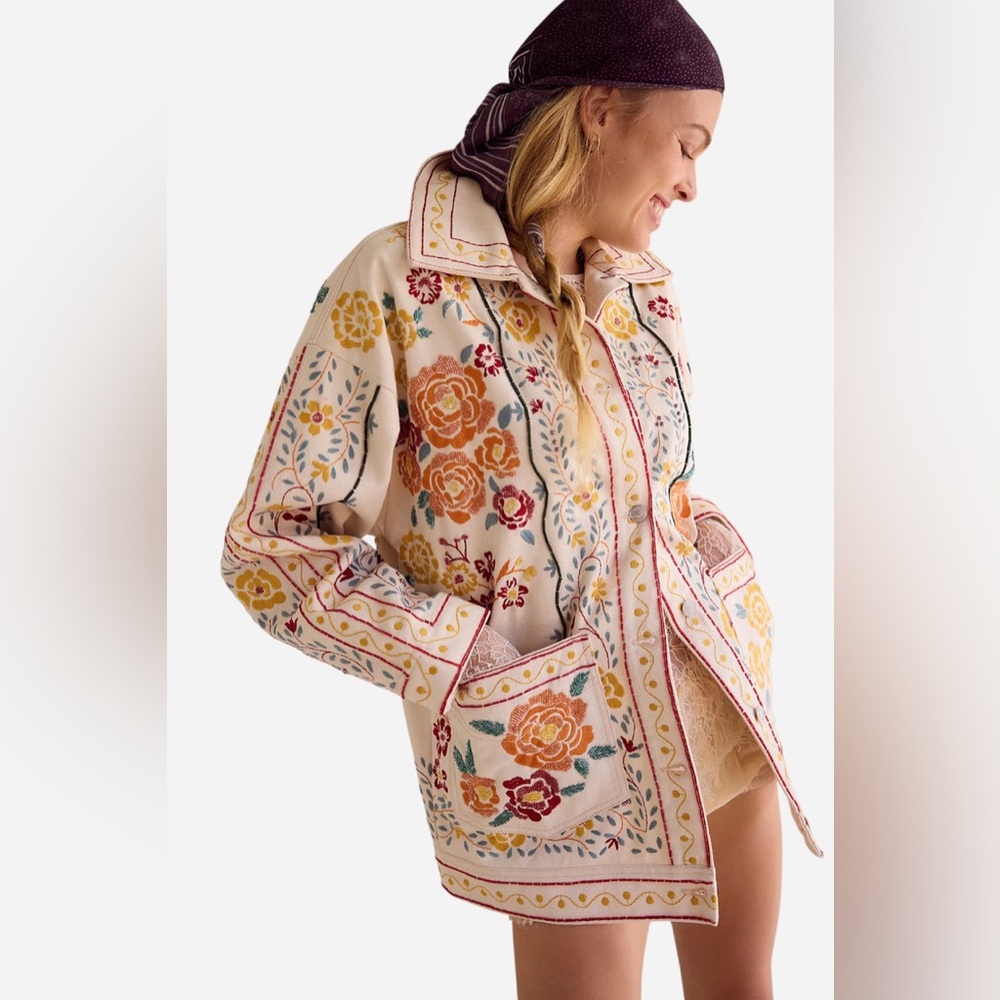 $498! Sold Out! FREE PEOPLE  Avery Embellished Jacket Pearled Ivory Small NEW